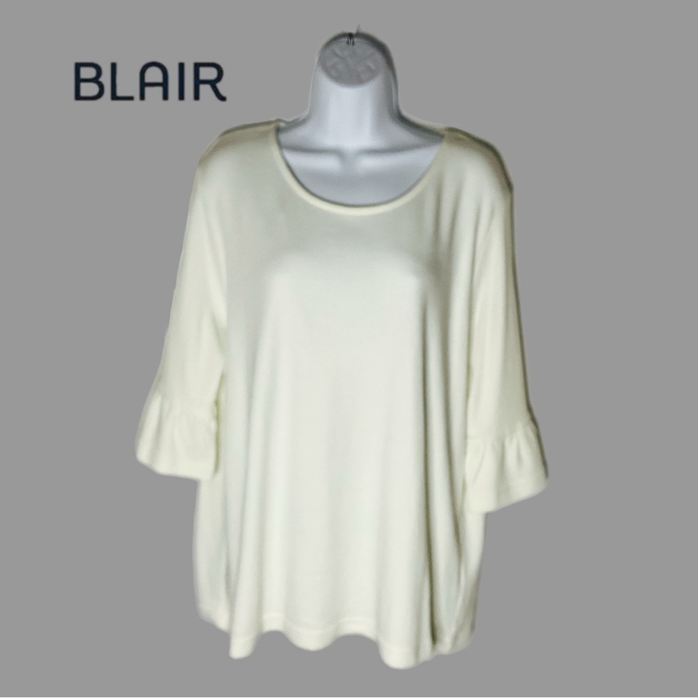 Blair XL Cream 3/4 Bell Sleeve Boxy Blouse EUC Soft